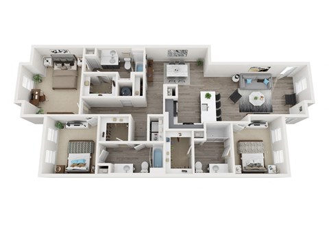 Floor plan for 3 beds, 3 baths, 1520 sqft